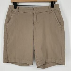 Caslon Chino Twill 9" Inch Cotton Tan Khaki Oxford Womens Modest Shorts Sz 2
